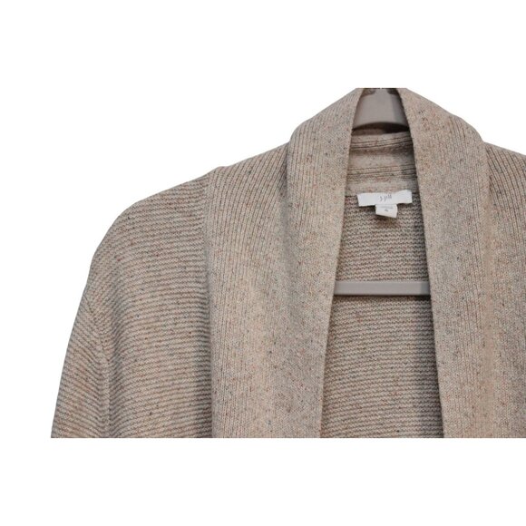 J Jill Cardigan Sweater Size XL Cotton Silk Knit Open Front Beige Minimalist - Picture 7 of 14
